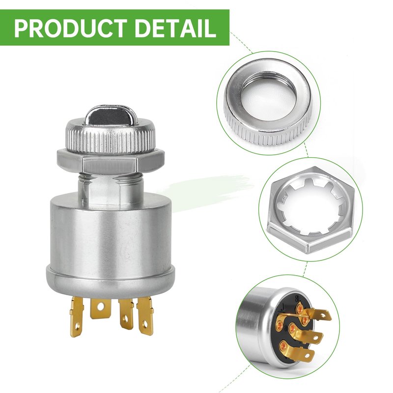 10L0L Golf Cart Ignition Switch 33639-G01 for EZGO E&G All Years, 3 Way 4 Spade Terminal Starter Switch Key with 2 Standard Keys for Light or Accessories