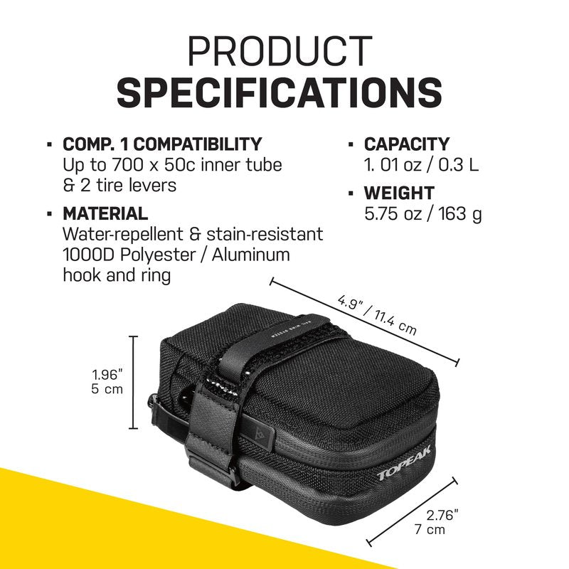Topeak Elementa GearBag – Compact Under-Seat Bike Bag with Ratchet Tool Set, Dual Compartments, Water-Repellent 1000D Polyester, 0.3L Storage Capacity