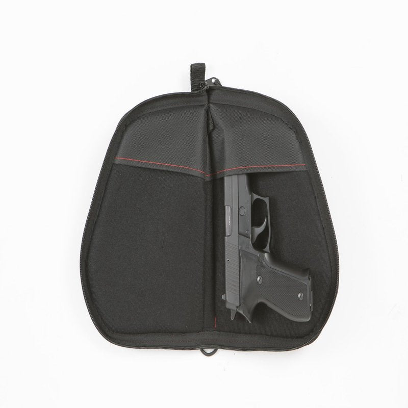 Allen Company 9" Handgun Case - Made with Soft Knit Lining and Barrel Pocket - Gun Storage Accessory with Lockable Zipper - Heavy-Duty Handgun Protection - Black/Red