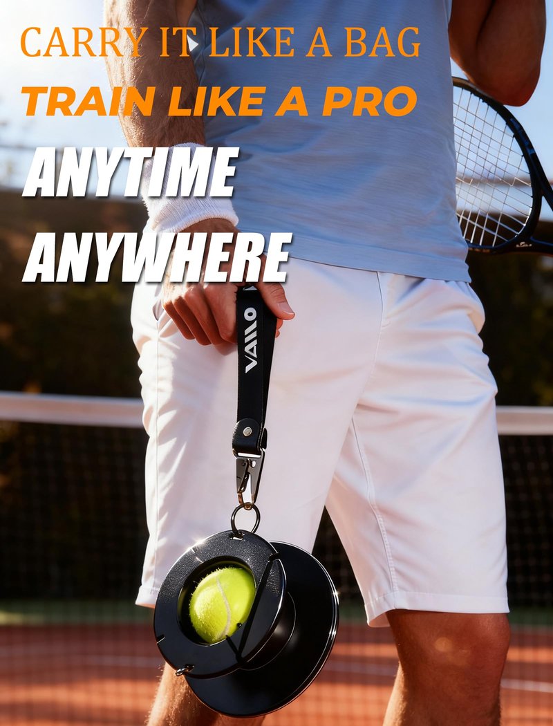 VAIIO Professional Tennis Trainer - Full Metal Portable Solo Rebounder with 3 High-Elastic String Balls, Ideal for Adults, Kids, Beginners & Advanced Players