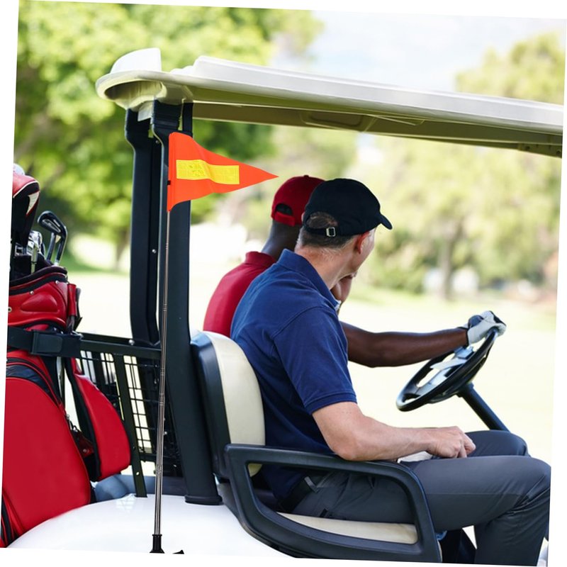 Beatifufu Reflective Golf Cart Safety Flag Telescopic Pole Orange Triangle Flag for Wheelchair and Golf Cart Accessories High Visibility Safety