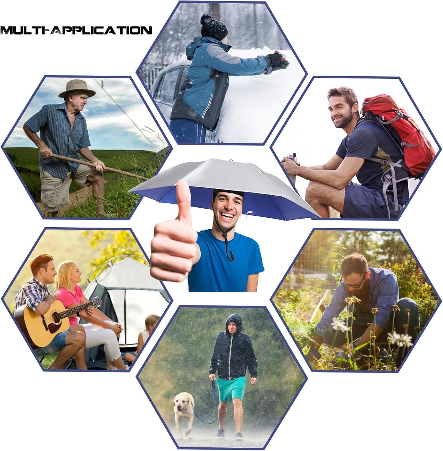 Hands-Free Umbrella Hat - 37in Waterproof UV Protection Cap | Lightweight Design for Outdoor Activities