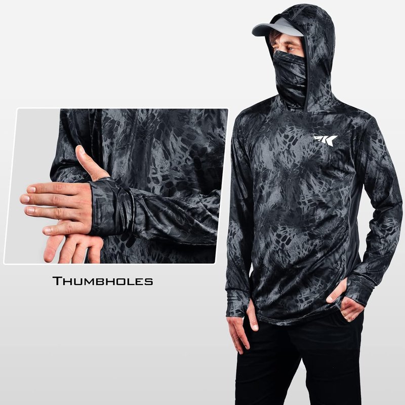 KastKing Men's UPF 50 Long Sleeve Fishing Hoodie - UV Protection, Lightweight & Comfortable