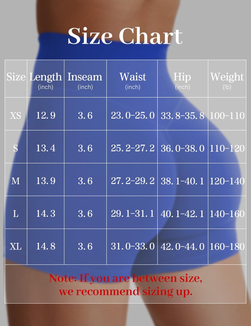YEOREO Women's Biker Shorts 3.6" / 4.5" / 6" Workout Gym Shorts High Waist Tummy Control Hidden Scrunch Running Yoga Blue