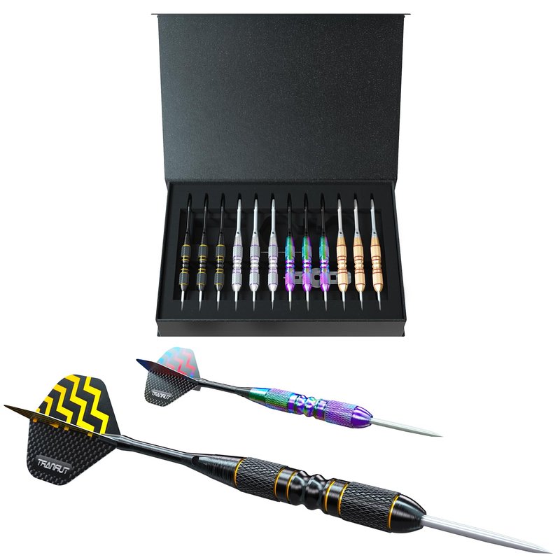 Turnart Darts Metal Tip Set - Steel Tip Darts Darts Set Professional Metal Darts 12 pcs 22/24 Grams Pro Dart Set with Stylish Case Aluminum Shafts Extra 9 Flights