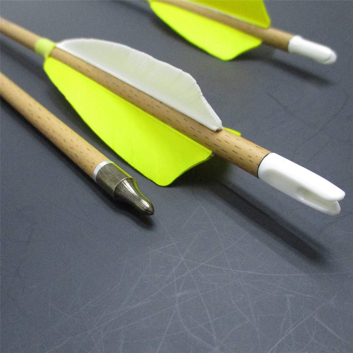 Archery Carbon Arrows - 500 Spine with Helical Real Feathers & Removable Tips | 6 Pack for Compound & Recurve Bows