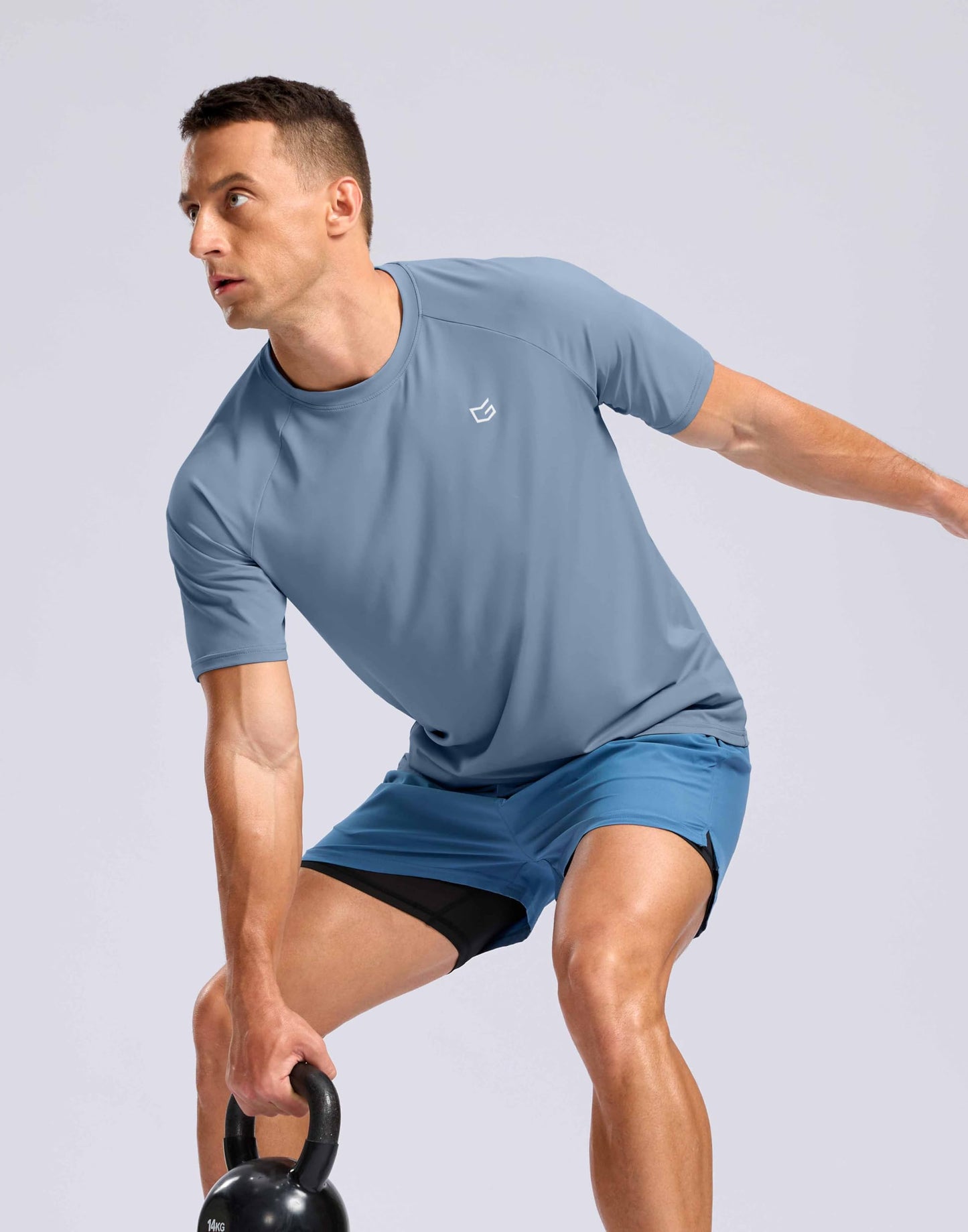 G Gradual Men's Athletic Workout T-Shirts Moisture Wicking Cooling Running Shirts Short Sleeve Performance Tee for Gym Tennis(Slate Blue,S)