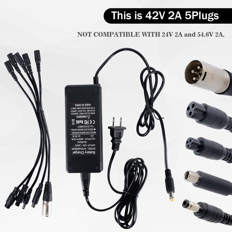 Universal 5-in-1 Replacement Charger for 36V 10S Lithium Battery, Universal Lithium Battery Fast Charger Replacement, Compatible with Razor, Jetson, Voyage, gotrax, ninebot and More