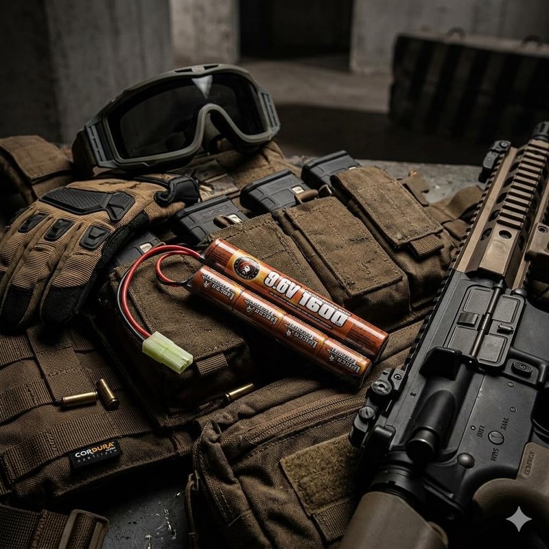 Lancer Tactical Airsoft RC Battery Charger and 9.6V NiMH 1600mAh Rechargeable Butterfly Battery Pack for Airsoft AEGs