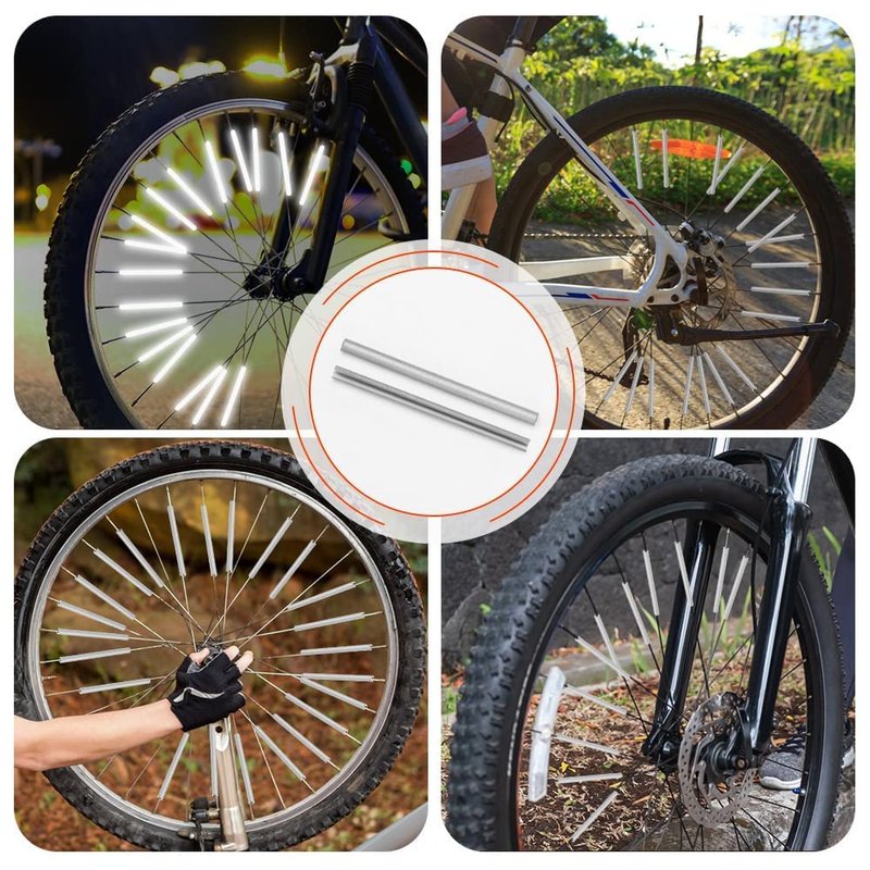 Bike Spoke Reflector, 96Pcs 360° Visibility Bike Spoke Reflectors, Waterproof Bicycle Reflective Clips Warning Spoke Lights Covers- Fit for Mountain and Road Bikes (1.9-2.4mm)
