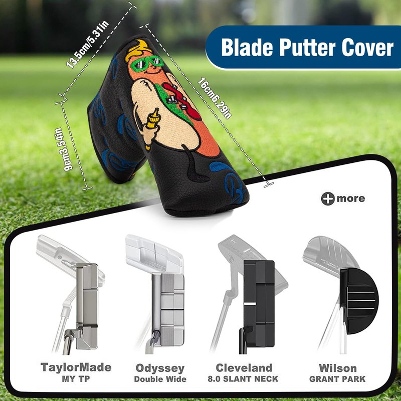 BAIRBRE Putter Covers Hotdog Mallet Putter Headcover Blade Putter Covers Leather Golf Headcover with Magnetic Golf Club Cover for All Brand (Red-for Mallet Putter)