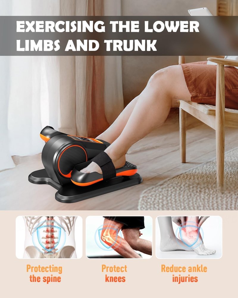 Yagud Under Desk Elliptical Machine, Electric Leg Exerciser as Seen on TV for Senior, Quiet Portable Seated Pedal Exerciser Machine with Remote Control, 12 Adjustable Speeds for Home Office