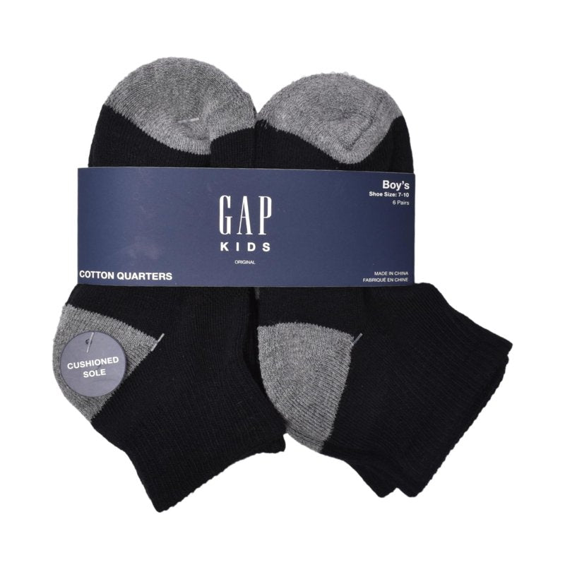 Gap Boys' Core Quarter Cut Socks, 6-Pack Kids Socks, Soft & Stretchy, Comfortable