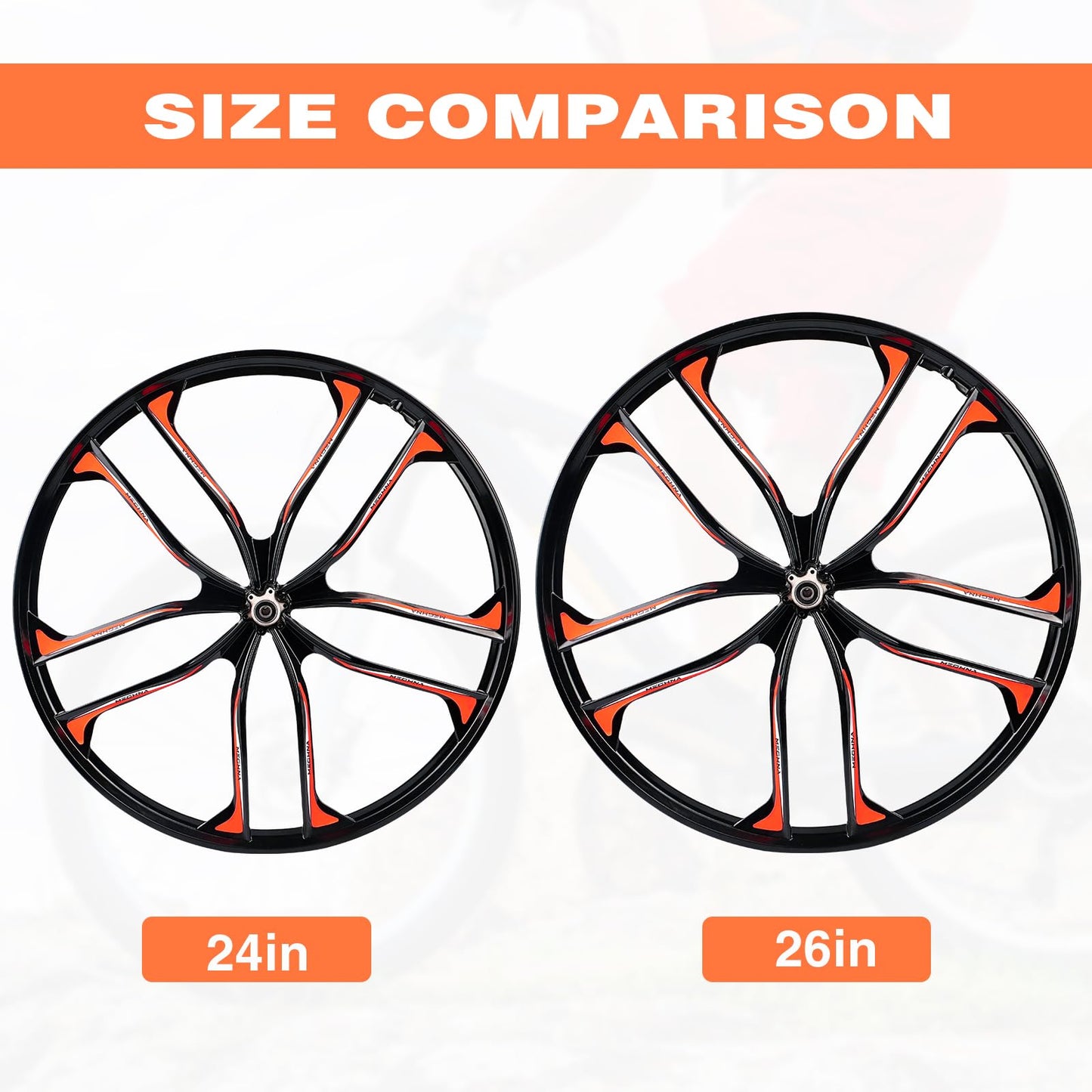 ZUKKA Bike Wheel Set 26 Inch Magnesium Alloy One-Piece Bike Wheels 10 Spokes Rim Front & Rear 100x135mm for 7-12s Freewheel Quick Release Axles,for Mountain/Folding/Kids Bikes