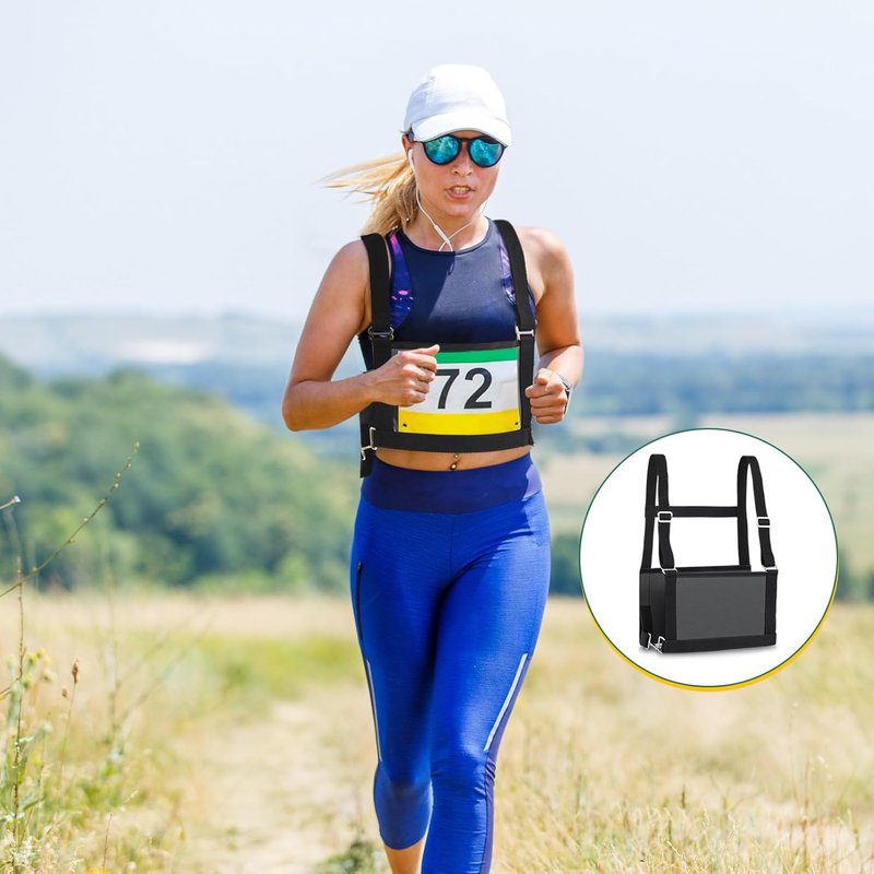 Exhibitor Number Harness - Black Leather Show Number Holder for Eventing | 9.84 x 6.1 Inches