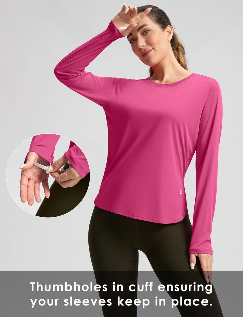 Women's Sun Shirts UPF 50+ Long Sleeve UV Protection Shirt Lightweight Quick Dry Workout Hiking Tops for Women(Granita Pink,M)