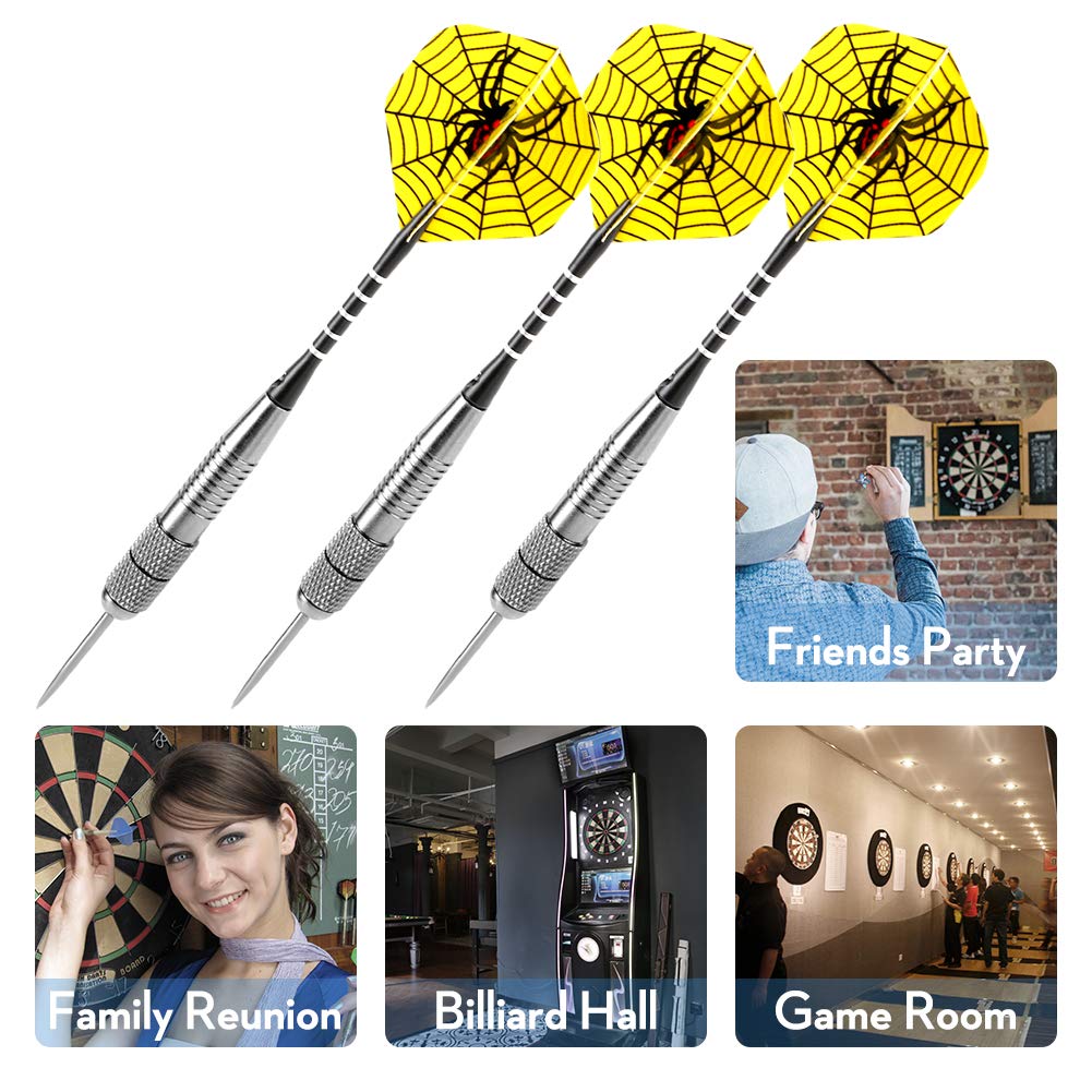 Accmor Steel Tip Darts Set, 26G Professional Darts, Metal Tip Darts with Aluminum Shafts, Copper Tungsten Barrels, Steel Tip Darts with Case,Black