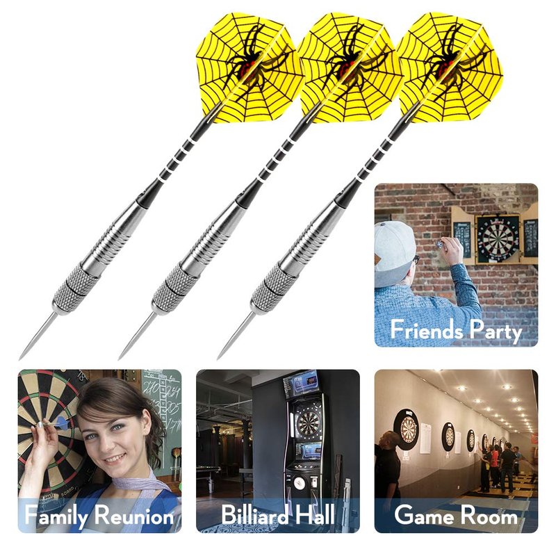 Accmor Steel Tip Darts Set, 26G Professional Darts, Metal Tip Darts with Aluminum Shafts, Copper Tungsten Barrels, Steel Tip Darts with Case,Black