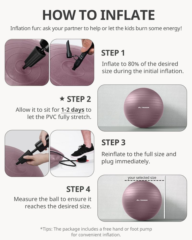 Trideer Exercise Ball - Stability Ball for Yoga, Pilates & Core Training | Office Seating & Balance Improvement