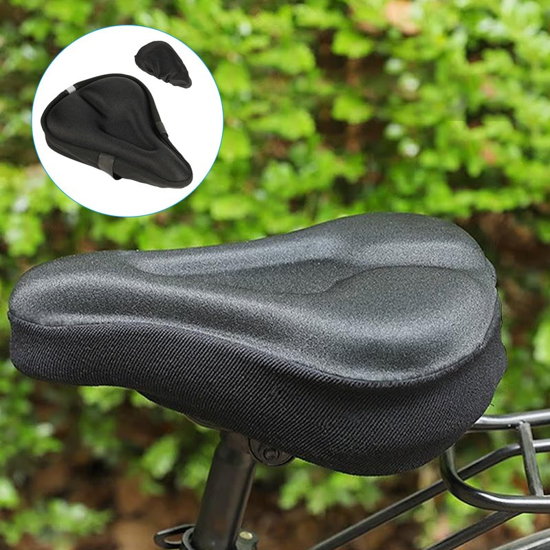 QBXMY7 Bike Seat Cushion, Waterproof Gel Bike Seat Cushion Cover - Soft Padded Comfort for Men & Women