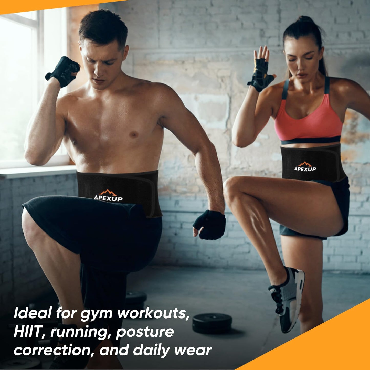 APEXUP Waist Trainer for Women Lower Belly Fat, Men Sweat Band, Stomach Wrap, Waist Trimmer with Removable Lumbar Support Bar for Workouts (Black, M)