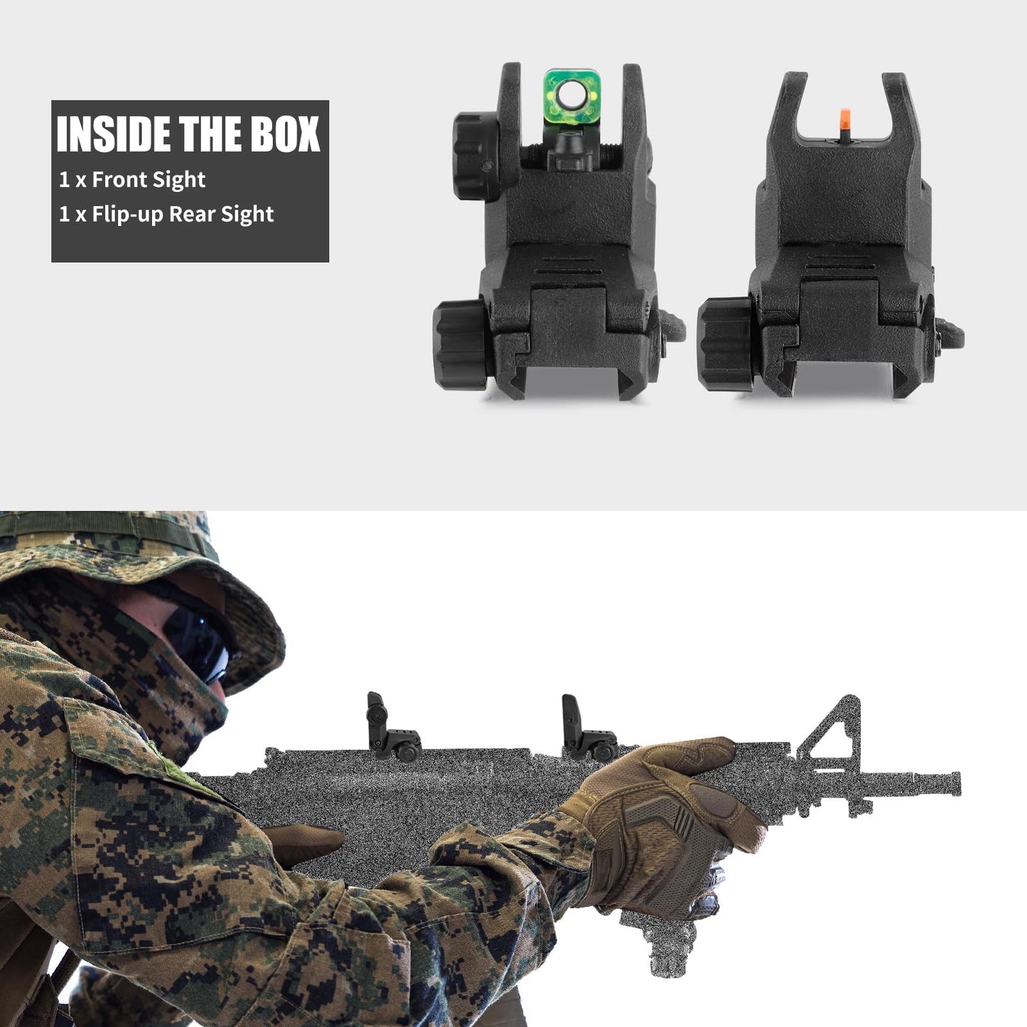 LXYYM Flip Up Sight Front and Rear Flip Lightweight Sights,with Green Red Fiber Optics Dots, Mounted on Any Picatinny Rail