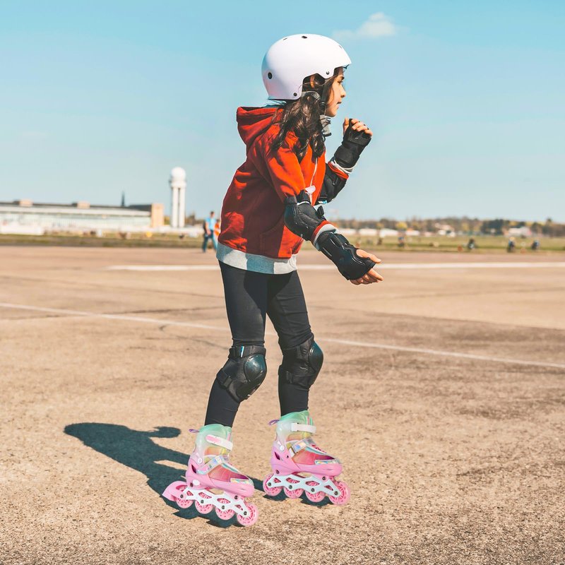 LEVYTEMP Kids Adjustable Inline Skates for Girls Size M Ages 5-12 Blades Skate with Outdoor All Light Up Wheels for Beginner Women