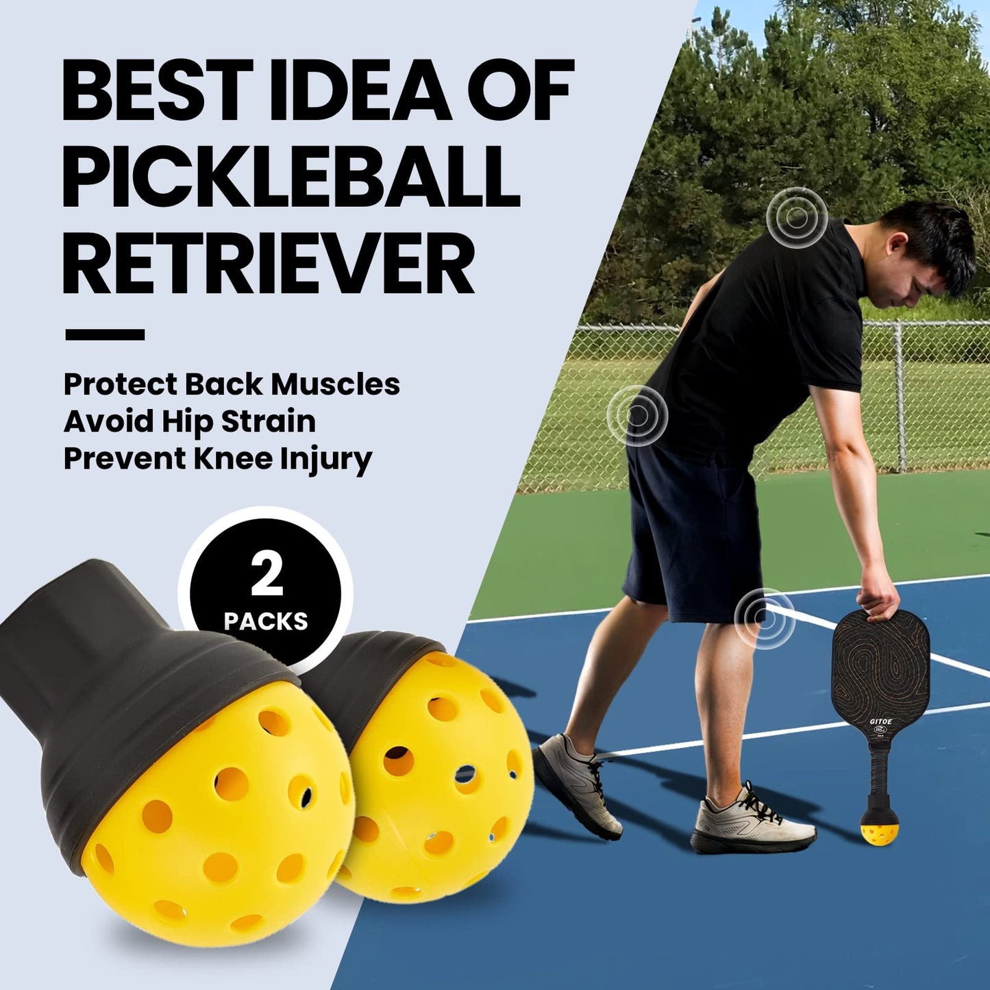 GITOE Pickleball Paddle, Lightweight Carbon Fiber, USAPA Approved Pickle Ball Single Racket, Polypropylene Honeycomb Core, Comfortable Grip and Paddle Cover, Pickleball Paddles Set Gift for All Ages