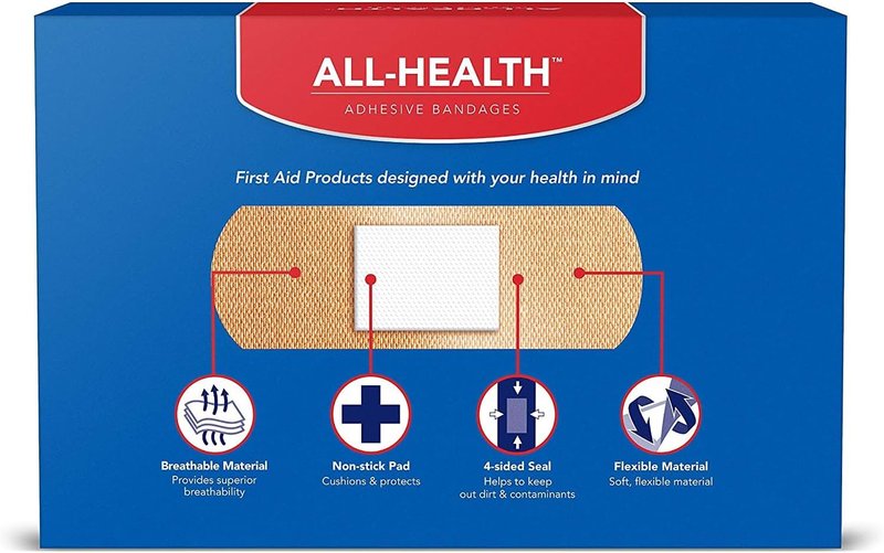 Adhesive Fabric Bandages - 200 Count Assorted Sizes | Soft, Flexible Material for First Aid & Wound Care