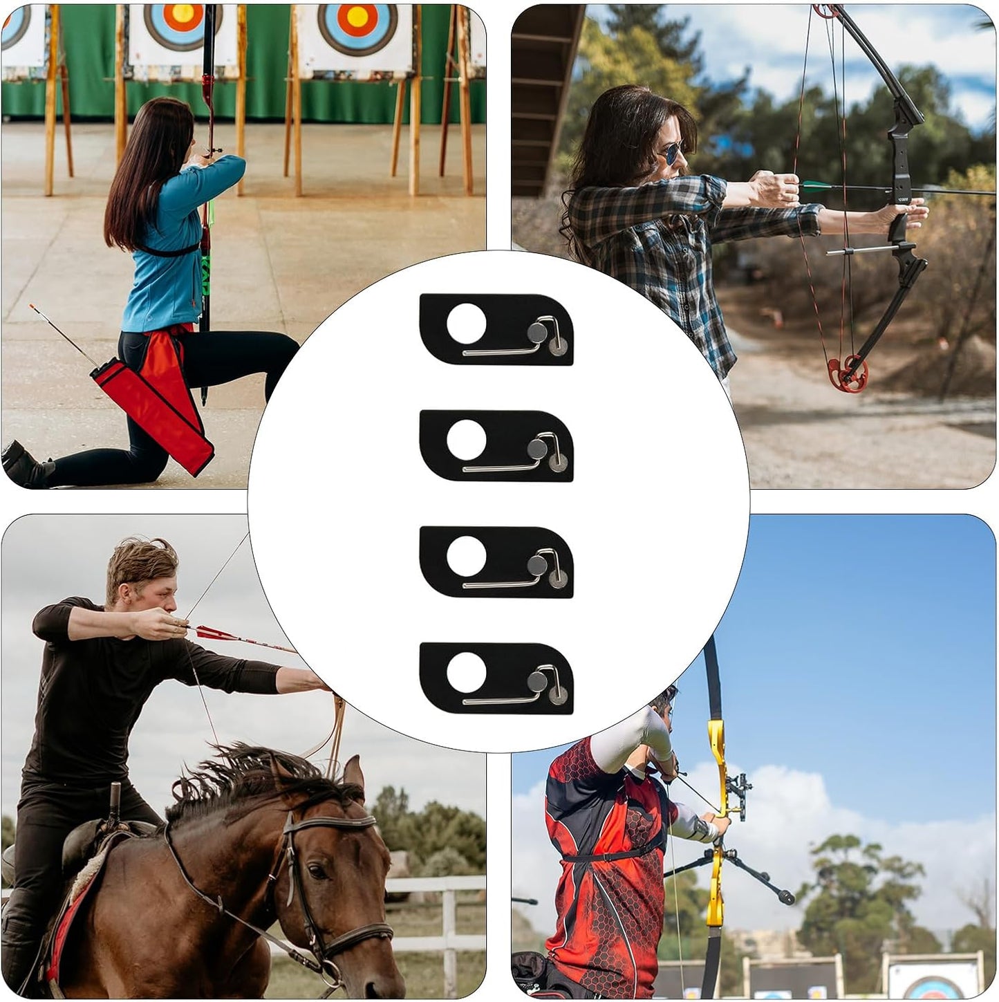 Archery Magnetic Metal Arrow Rest - 4 Pcs Adhesive Arrow Rests for Recurve Bow Targeting & Hunting