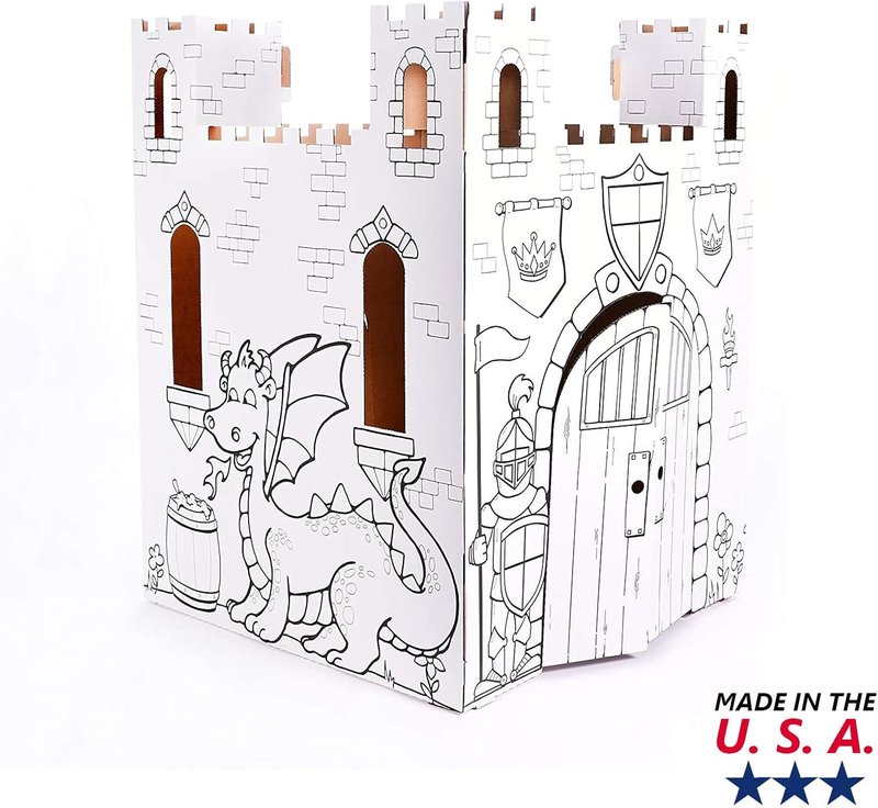 Fairy Tale Castle Playhouse - Creative Indoor/Outdoor Kids Art & Craft | 32" X 32" X 43.5", White, Age 3+