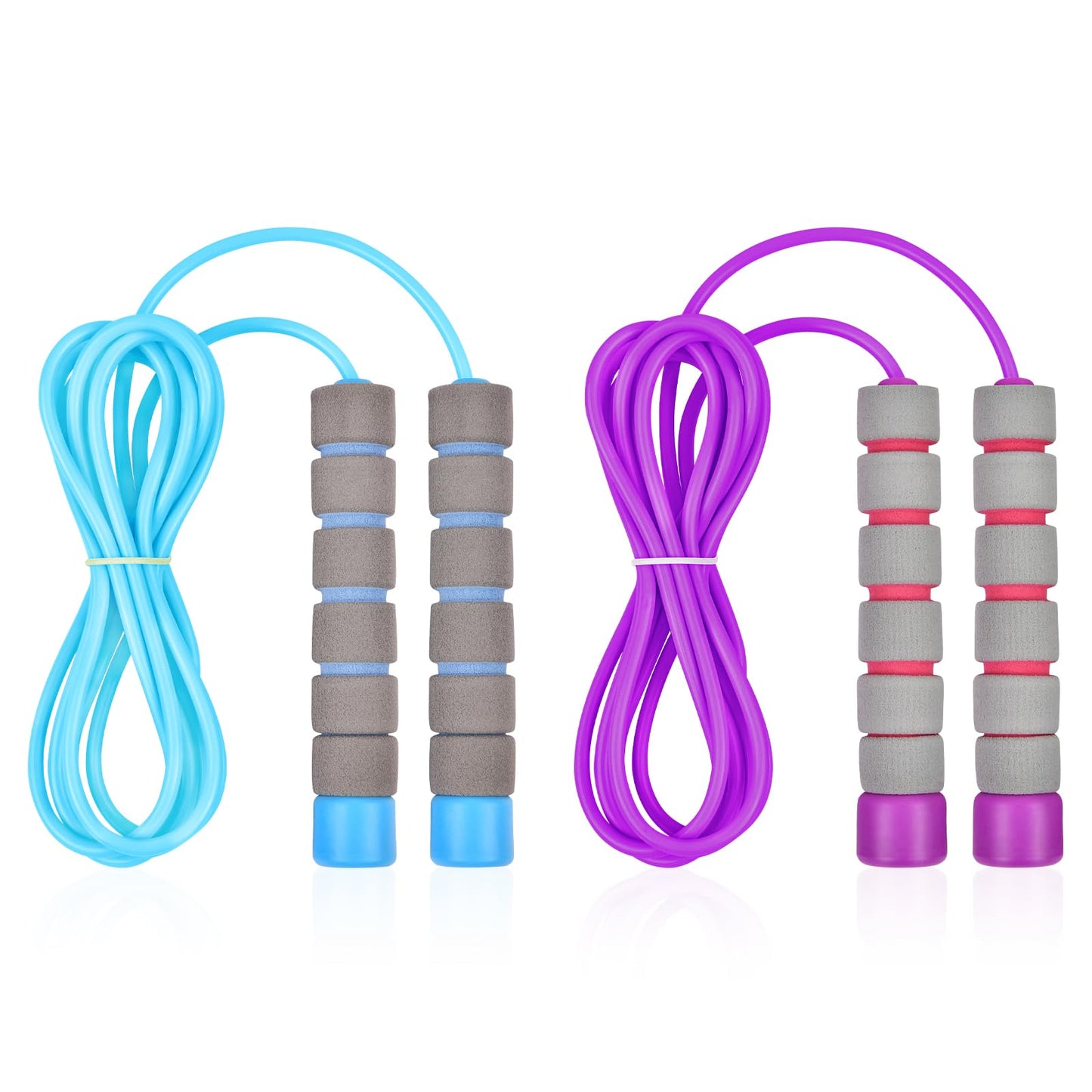 Flintronic Skipping Ropes for Kids, 2 Pack Adjustable Jumping Rope for Kids, 2.6m Skipping Rope with Skin-Friendly Foam Handles, Soft Jump Rope for Exercise Workout Outdoor