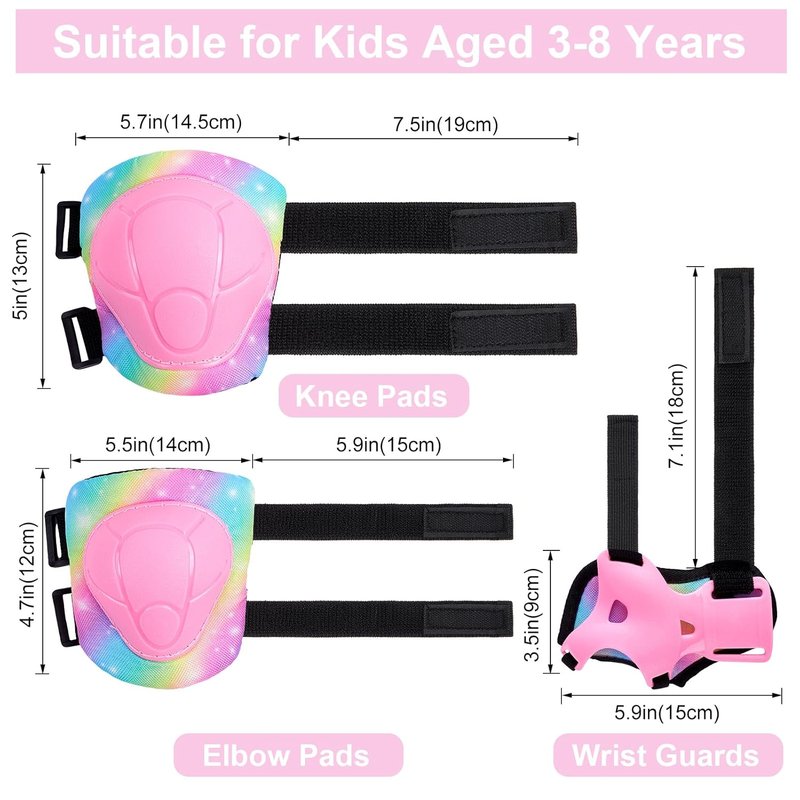 Kids Knee and Elbow Pads Set - Adjustable Protective Gear for Inline Skating, Biking & Scooters | Perfect for Girls & Boys