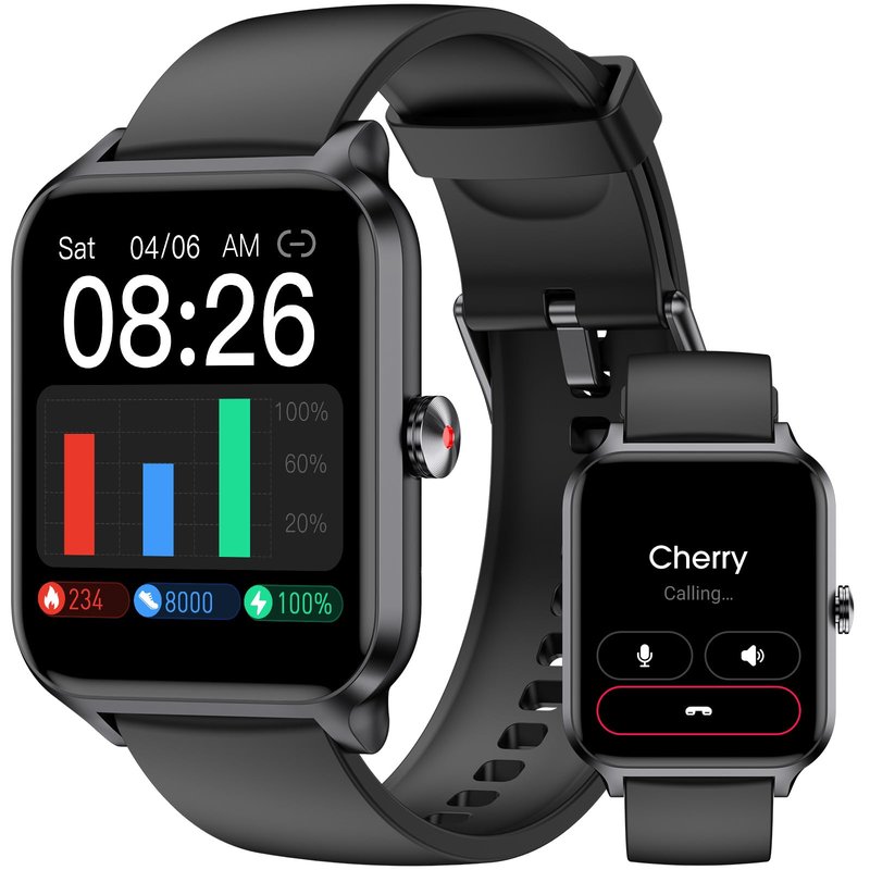 Smart Watch(Answer/Make Call), 1.69" Fitness Tracker with Heart Rate Blood Oxygen Monitor, Sleep Monitor Health Tracker, 100+ Sports Modes, Step Counter, IP68 Waterproof Fitness Watch for Android iOS