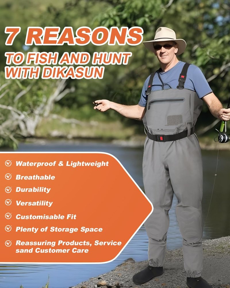 Waterproof Chest Waders for Men & Women - Breathable Lightweight Stocking Foot Design for Fly Fishing