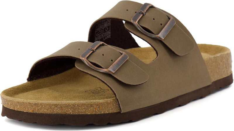 CUSHIONAIRE Lane Cork Footbed Women's Sandals - Comfortable Double Buckle Design with Arch Support | Classic Two Strap Style