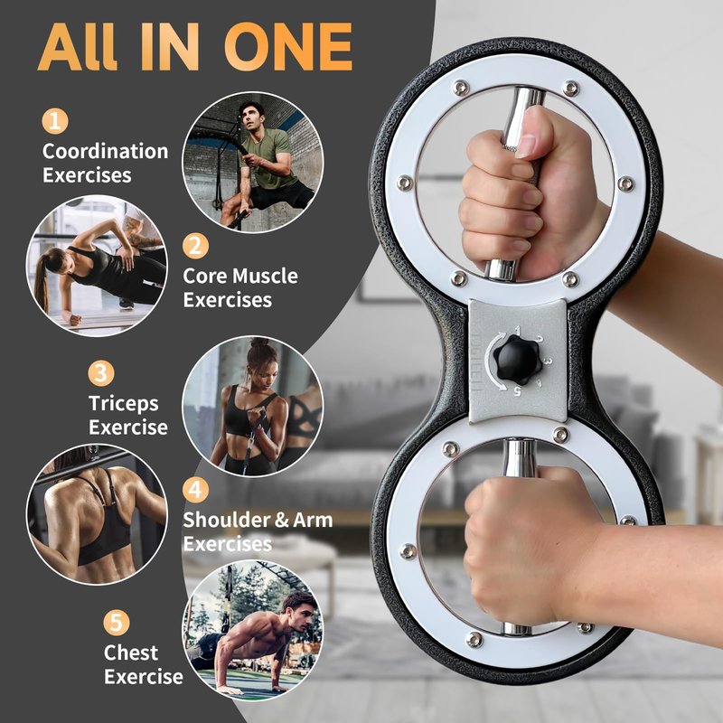 Togieeii Burn Machine Arm Workout Appliances 360 Degree Rotatable Forearm Exerciser Resistance Adjustable Multi-Functional Rotational Trainer Grip Strength Trainer for Home&Gym Workouts 12 Pound Black