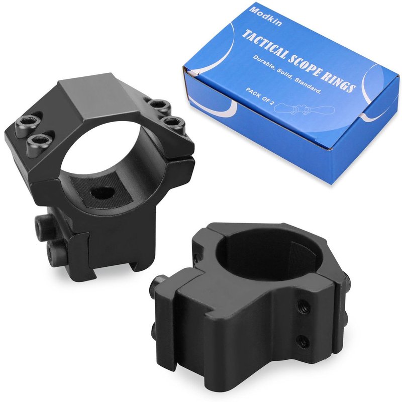 Modkin 1'' Dovetail Scope Rings, Medium Profile Scope Mounts for 11 mm Dovetail Rails - 2 Pieces (One has Stop pin)