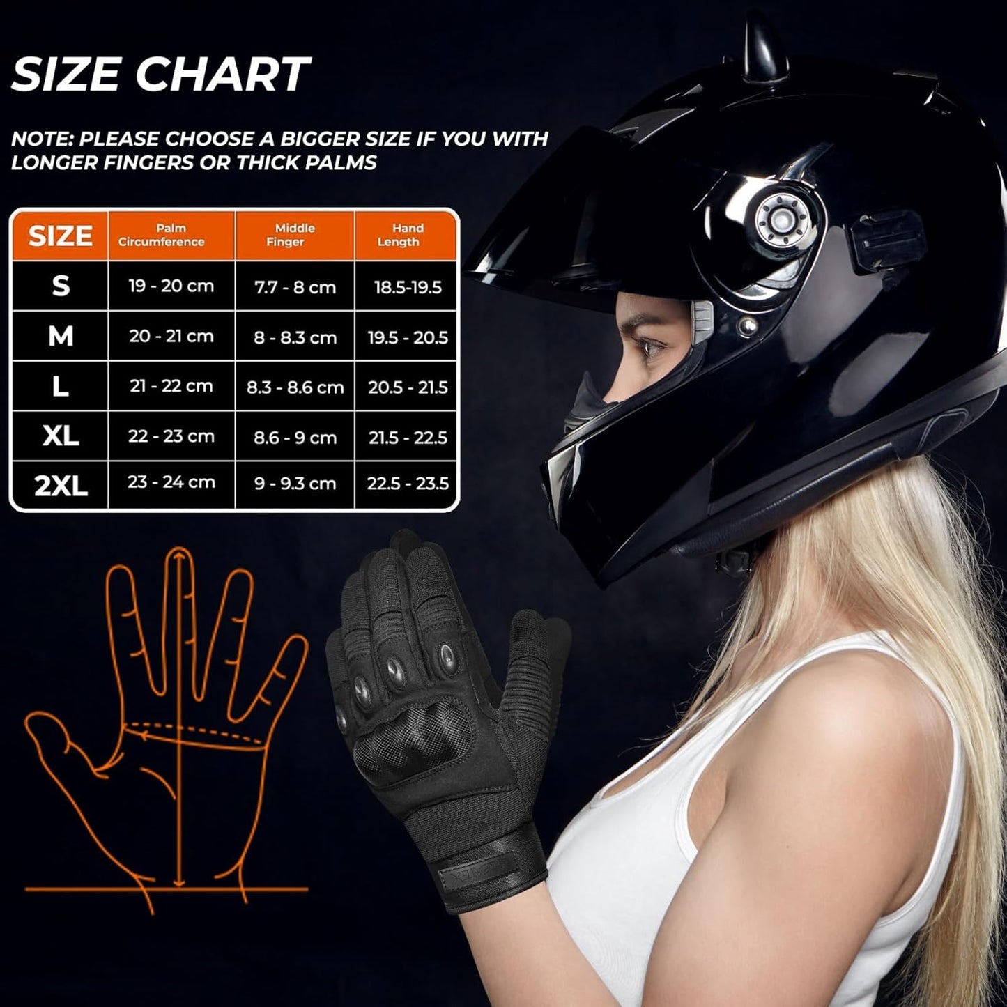 Motorcycle Gloves for Men & Women - Winter Bike Gloves with Hard Shell & Palm Padding | Tactical for Sports, Hiking, Climbing
