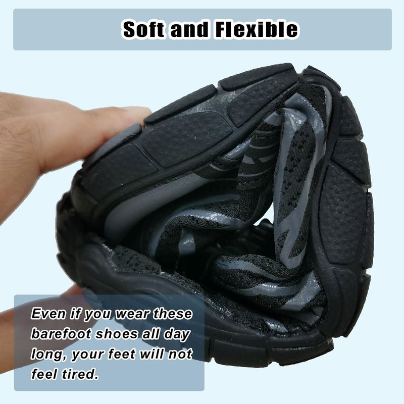 Hike Barefoot Shoes for Women Men, Pro Barefoot Shoe with Wide Toe Box for Hiking, Walking, Healthy & Non-Slip Lightweight Breathable Water Shoes Unisex Black 41