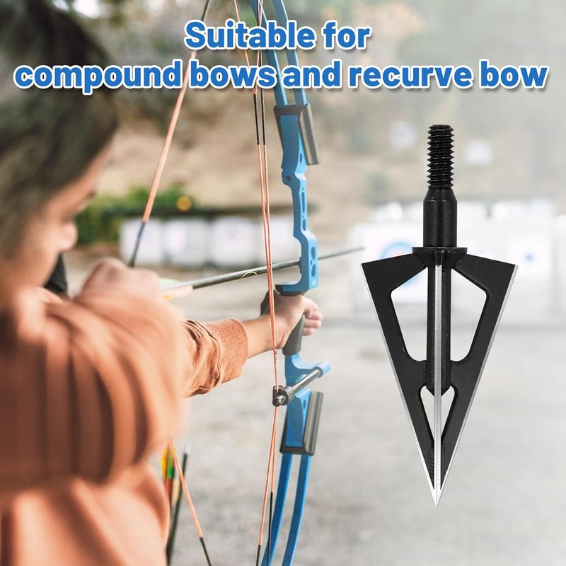 Broadhead Arrow Tips - 100 Grain Stainless Steel Archery Tips for Hunting | 6/12 Pack