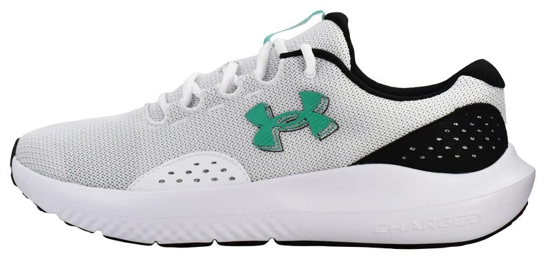 Under Armour Men's Charged Rogue 4 Sneaker, White/Black/Green Mode, 11.5