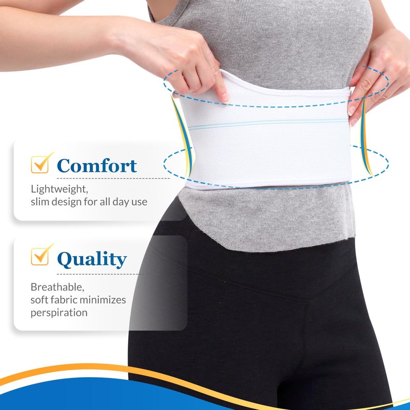 Pauline Broken Rib Brace for Women - Compression Chest Binder for Cracked Ribs Support & Chest Pain Relief - Rib Belt for Bruised Rib Cage (White, Fits 30β-45β)