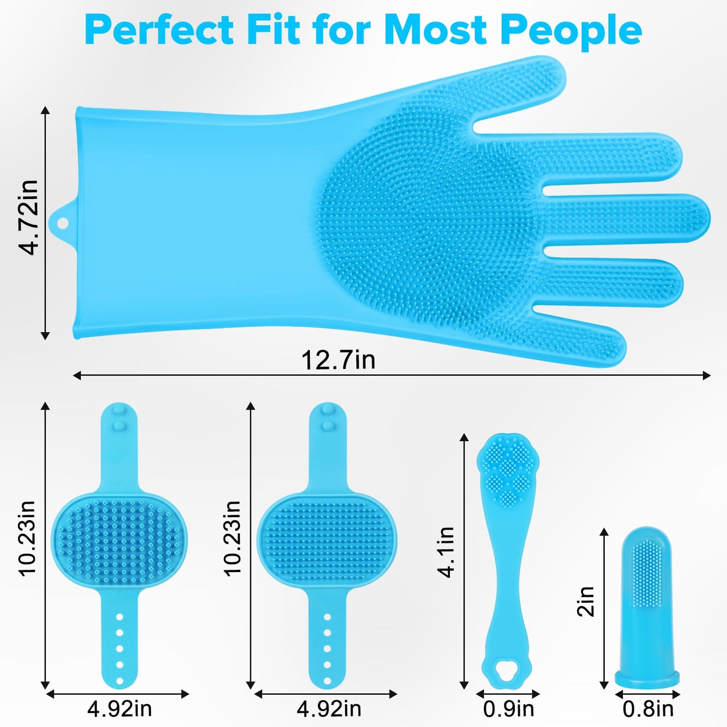 6PCS Grooming & Bath Supplies for Dogs, Cats | Dog Washing Gloves | Dog Bath Brush | Dog Shower Brush | Pet Grooming Gloves | Dog Grooming kit | Pet Supplies for Showerhead & Sprayer (Light Blue)