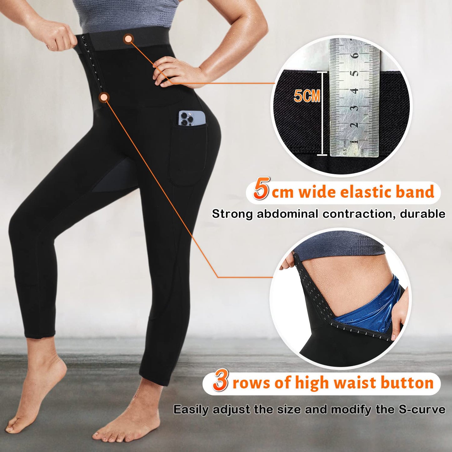 LMCOB Women Sauna Sweat Pants Compression Slimming Leggings(70061-1MC-L)