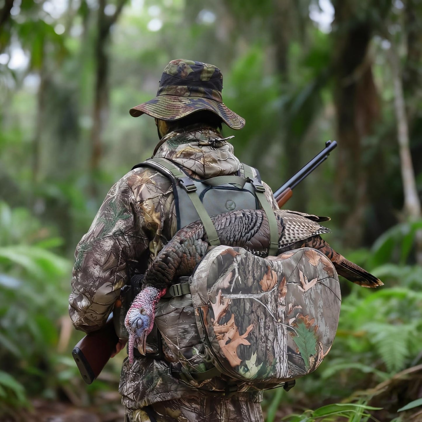 Kalkal Turkey Vest with Seat, Lightweight Camo Turkey Hunting Vest with Game Pouch for Men Women, Turkey Hunting Gear Accessories(3L Water Bladder Compatible)