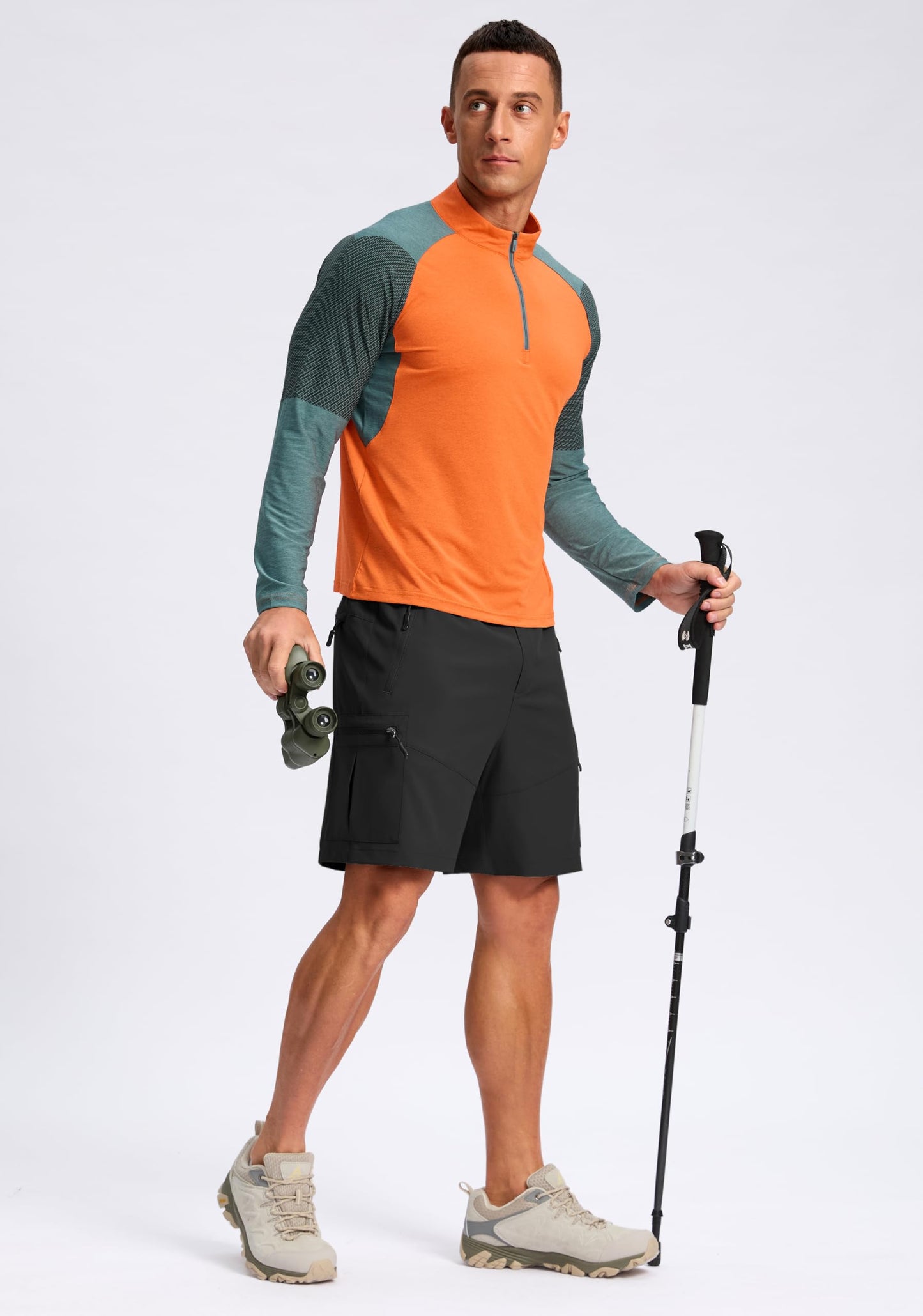 Pudolla Men's Hiking Cargo Shorts Lightweight 7" Travel Casual Shorts for Men Golf Work Outdoor with 5 Zipper Pockets(Black Medium)