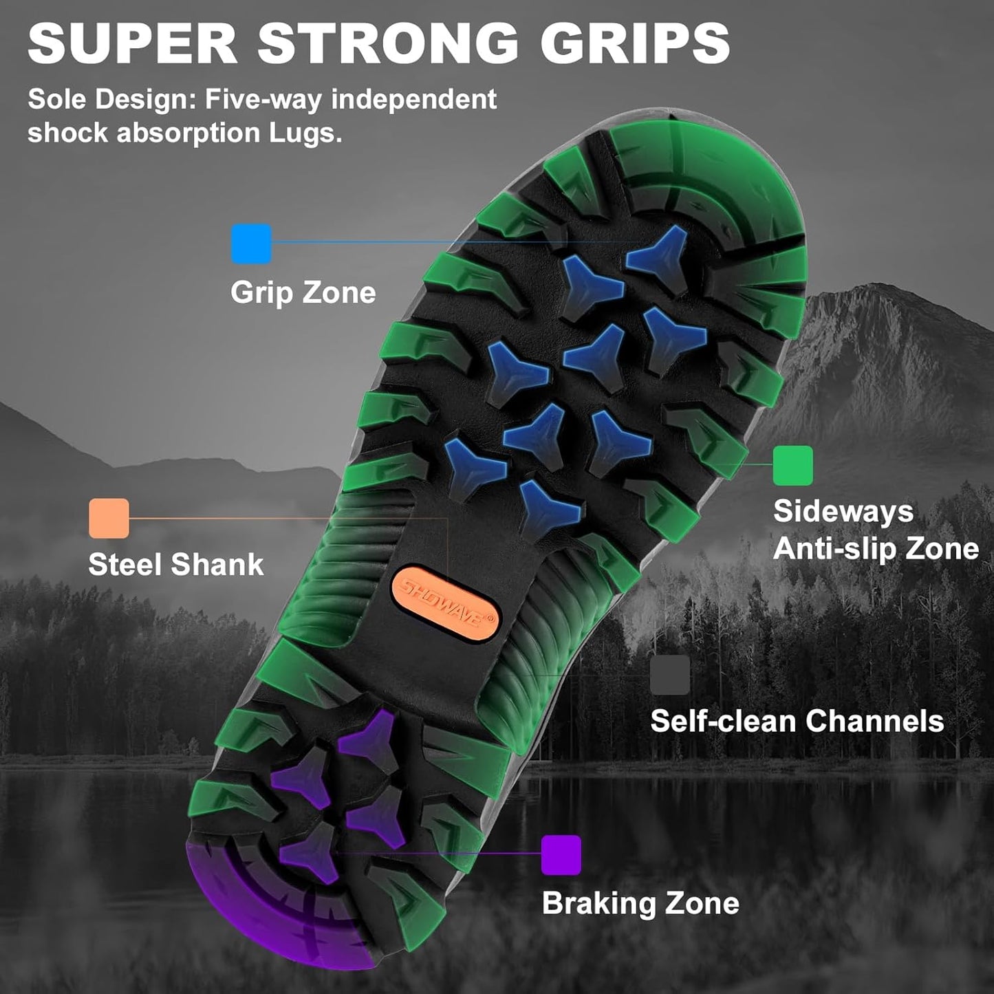 Men's Mid Calf Rubber Work Boots - Waterproof Insulated Mud Boots with Comfortable Sports Soles | Black