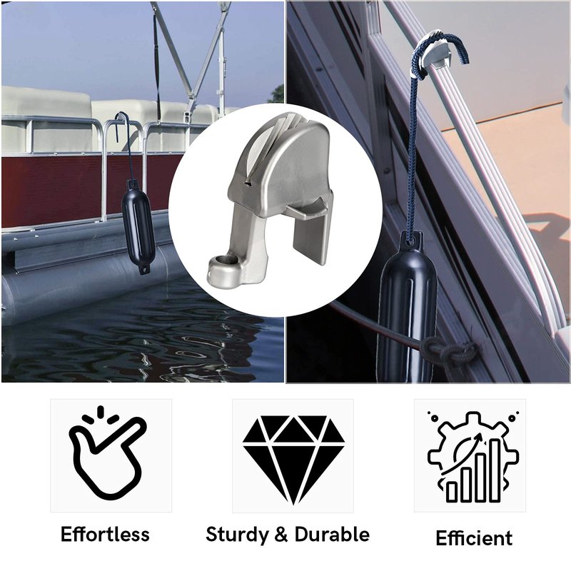 SailVoya Boat Fender Clips, Adjustable Pontoon Boat Square Rail Fender Cleats/Clips/Hangers for Pontoon Bumpers, Pontoon Boat Accessories for Bumpers, 4 Pack