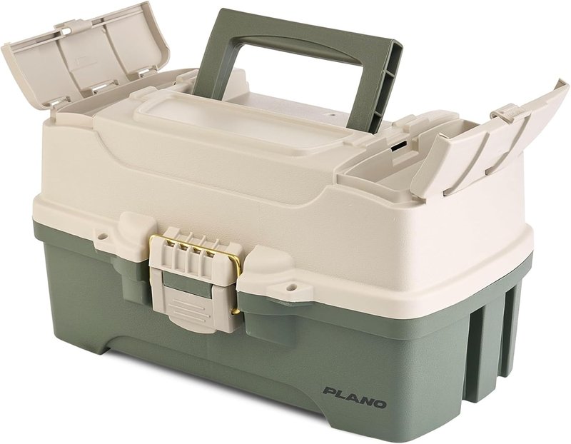 Plano Two-Tray Tackle Box - Portable Fishing Gear Organizer with Deep Storage | Green/Tan